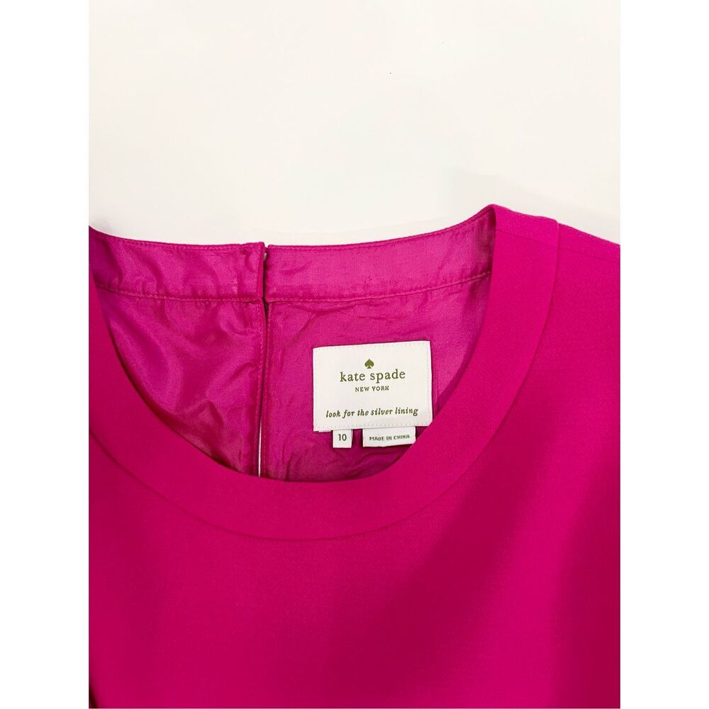 Kate Spade Demi Sweetheart Shift Scallop Dress Pink 3/4 Sleeve Shift Dress 10 - Picture 4 of 6